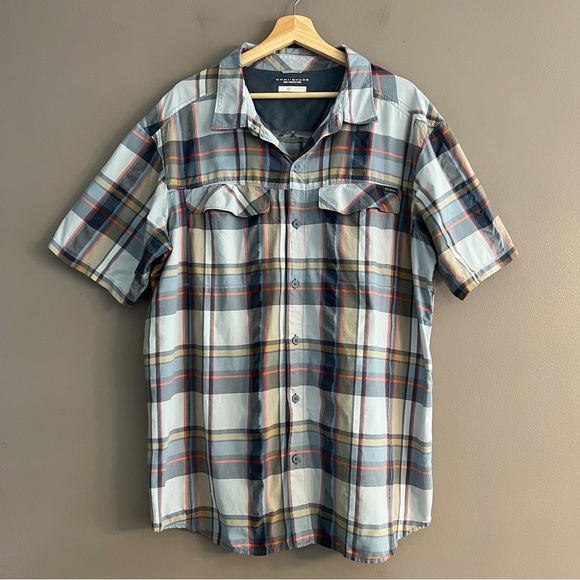Columbia Other - Columbia Shirt Mens Omni-Shade Vented Short Sleeve Outdoor Plaid Blue Size XL
